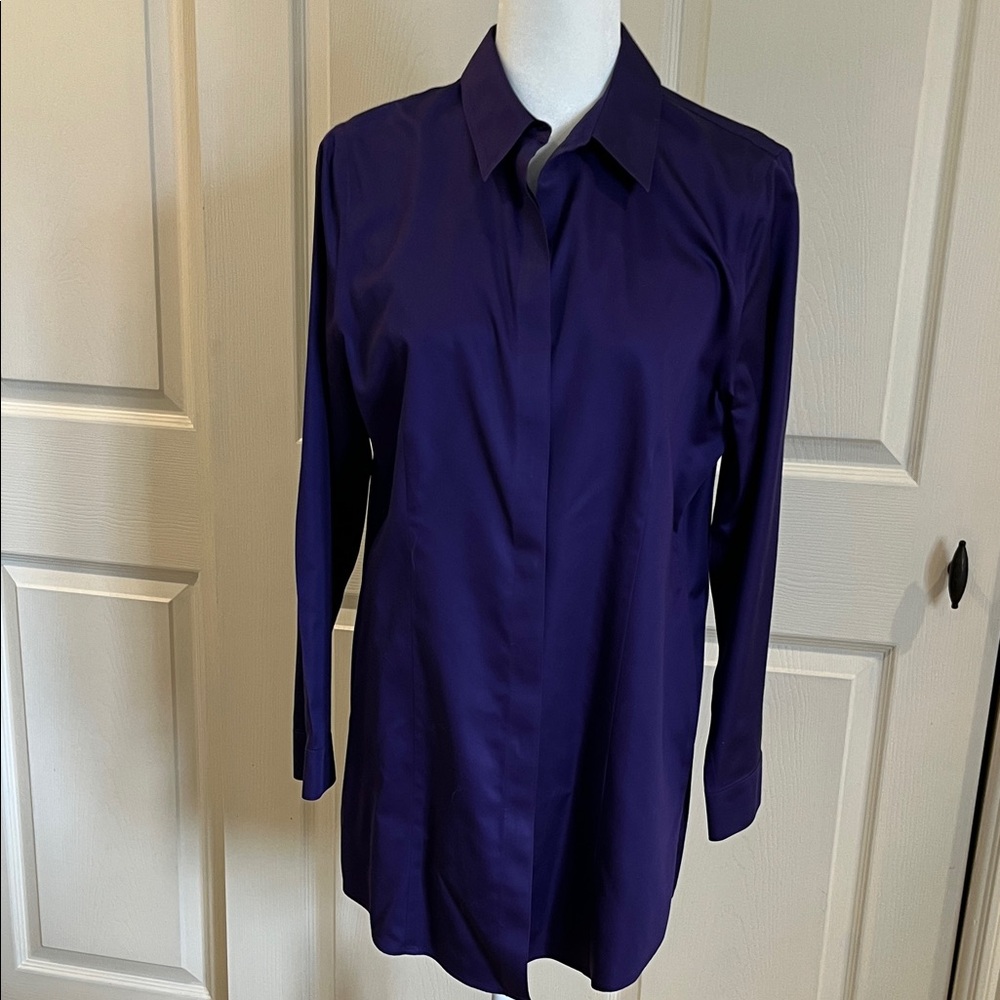 Chico's Deep Purple Button-Down No Iron Tunic size 1
